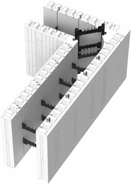 Element ICF Preformed Blocks. Element 6" 90 Corner Block.